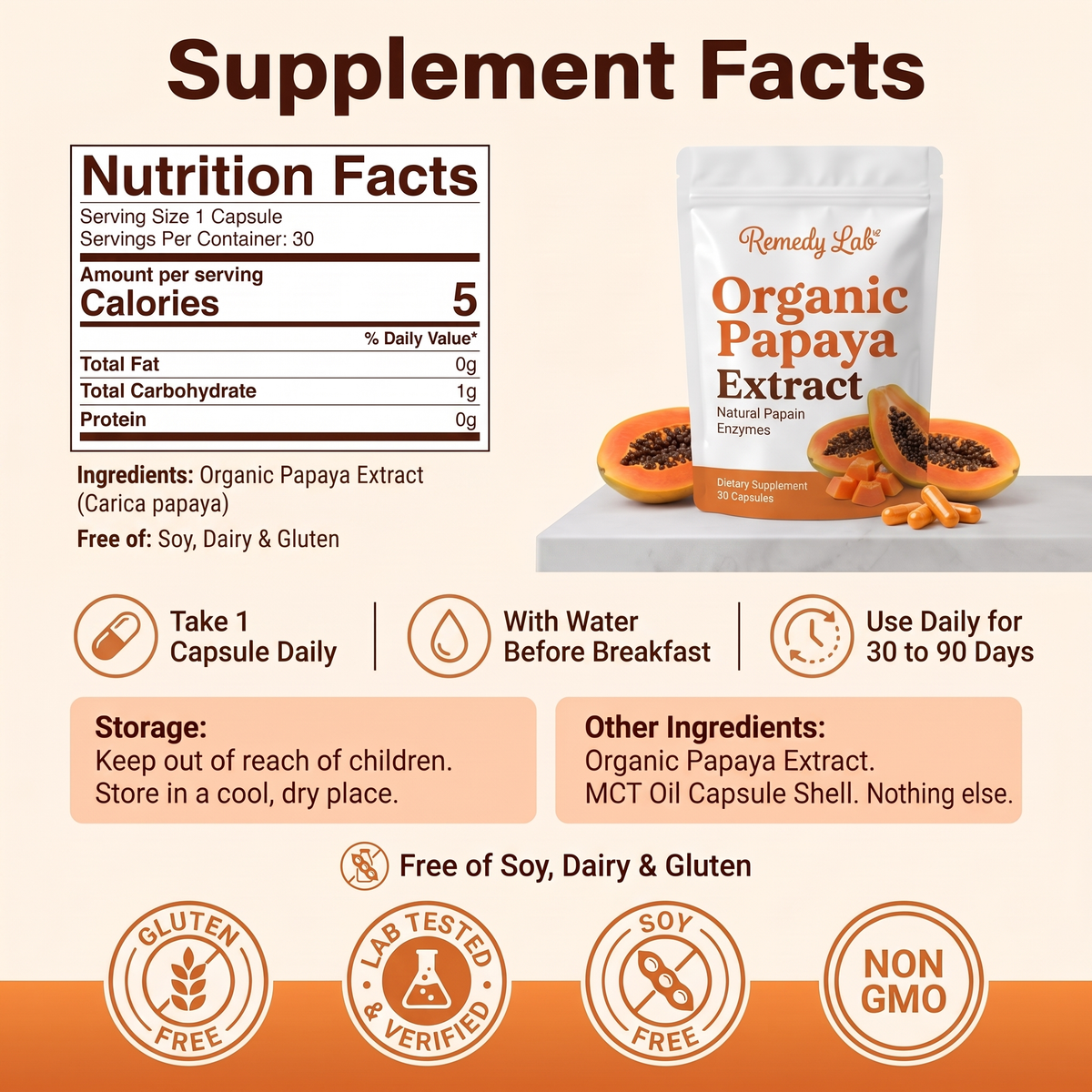 Organic Papaya Extract Capsules